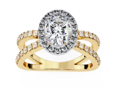 Classic Crisscross Oval diamond halo setting eternity ring  3D print model