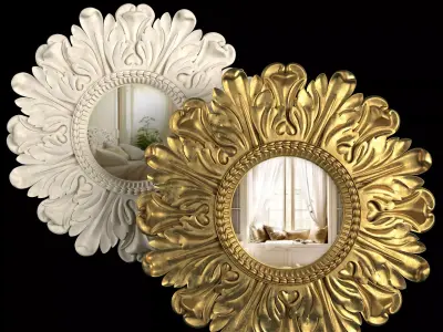 Mirror Lila Floral Gold 3D model