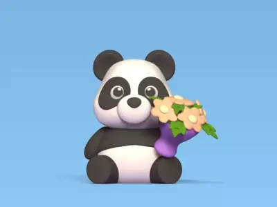 Panda Bouquet 3D print model