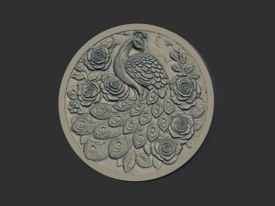 peacock roses cnc model 3D print model