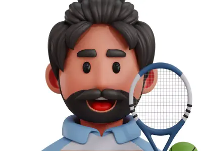 Tennis Player Avatar 3D Icon Low-poly 3D model