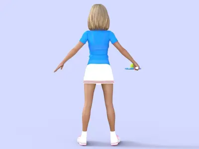 Tennis Player Cartoon Girl 3D model