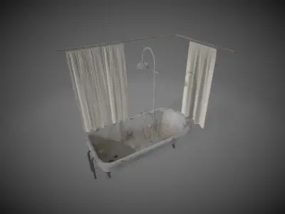  Old Bathtub - Low Poly 3D model