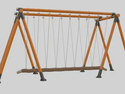 Playground Goliath Rope Wood Swing - 01 3D model