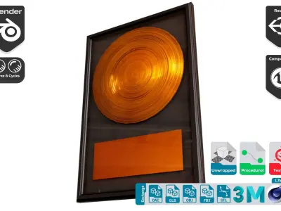 Golden Record Wall Vinyl Low-poly 3D model