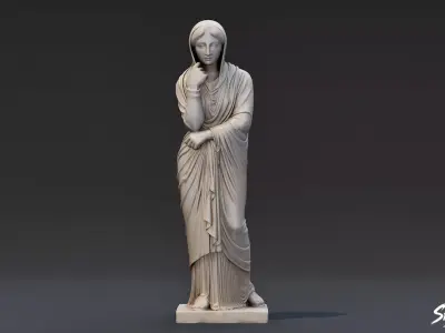 Greek Woman Statue Low-poly 3D model