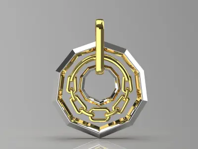 Two-tone geometric pendant chain design model gp0105 3D print model