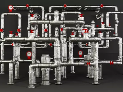 60 pipe kitbash with 3 material  3D model