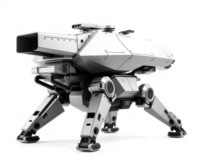 Futuristic Quadruped Robot Model Pack with Advanced Features Low-poly 3D model