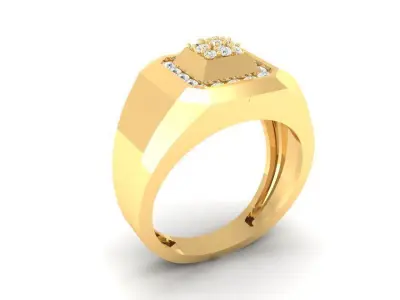 Luxury Square Diamond Men Ring 3D Model  132 3D print model