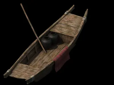 Game Traffic - Small wooden boat 08 3D model