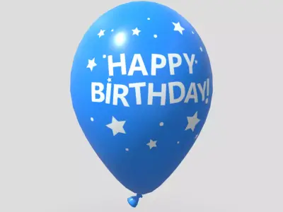 Balloon 3 with happy birthday written Low-poly 3D model
