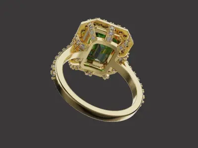Woman Wedding Emerald Ring 0069 3D print model