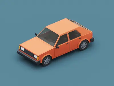 Stylized Cartoon Hatchback Car  Low-poly 3D model