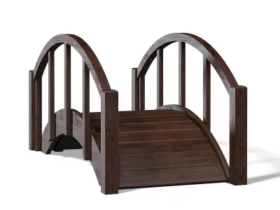 Small Dark Wooden Bridge 3D Model 3D model