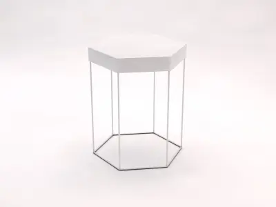 SIDE TABLE---Iron tray hexagonal and rods 3D model