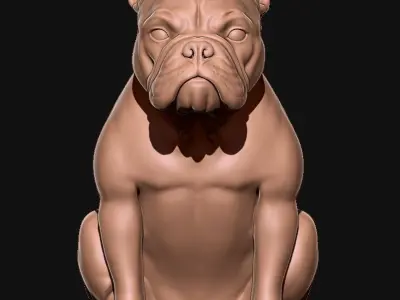 Short Bulldog sculpture 3D model