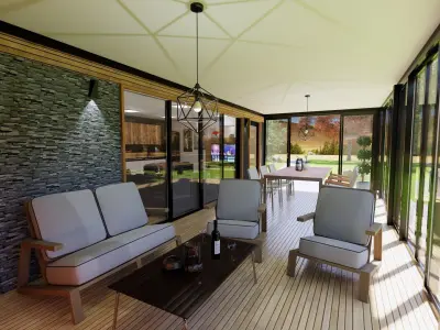 mobile home vacation house w winter garden K38 Low-poly 3D model