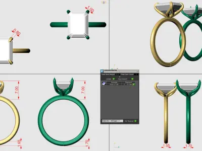 9 x 7 EMERALD Tulip Solitaire FLUSH FIT sizes 4-8 3D print model