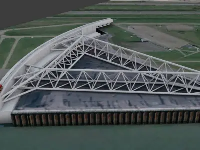  Maeslantkering storm surge barrier 3d model Low-poly 3D model