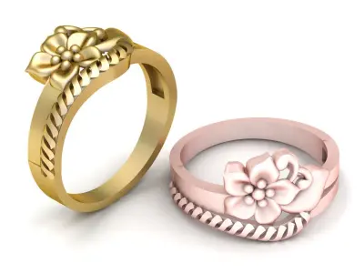 JAMINE FLOWER DESIGN GOLD RING 3D PRINTABLE MODEL 3D print model