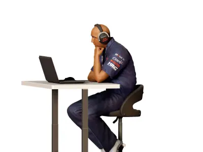 N3 Race team engineer with chair and desk 3D print model