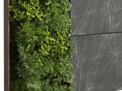 Vertical Wall Garden With Wooden frame - wall garden set 74 3D model