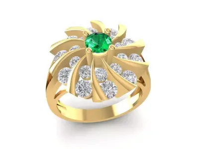 Luxury Flower Diamond Ring for Women 1706 3D print model