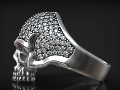 Skull Head Brutal Fashion Luxury Diamond Ring 3D print model