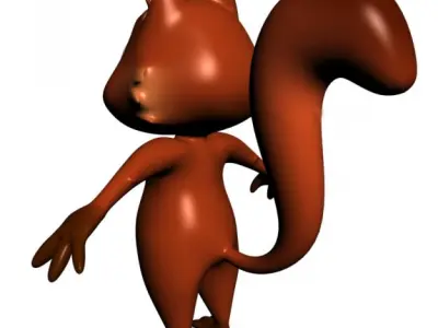 Cartoon Squirrel Rigged Low-poly 3D model