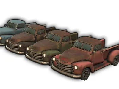 Old Truck Low-poly 3D model
