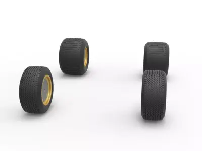 Wheel Set of Vintage Dirt Supermodified stock car Scale 1 to 25 3D print model