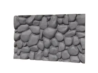 Layered Granite Wall Segment 3D model