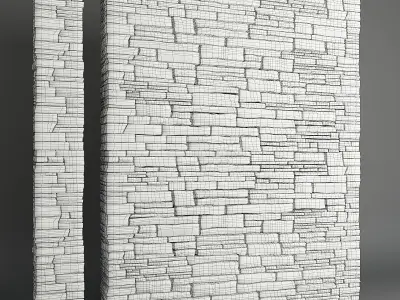 Stone Wall 3D model 2