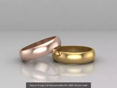 simple ring all sizes and width collection 38-MWCG 3D Model Pack