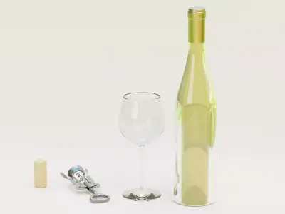 -White Wine Set- 3D model