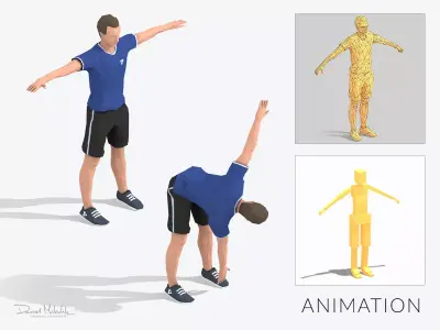 Twist Slope  Exercise Man Animation Low-poly 3D model