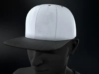 Black And White Snapback Cap  Low-poly 3D model
