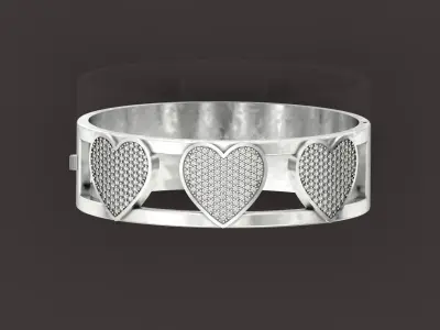  Hollow Heart Bangle Bracelet for Woman 1195 3D print model