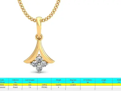 Solitaire Women Pendant 3dm STL OBJ FBX Renders Details 3D print model 30