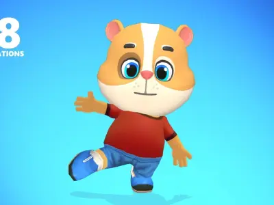  Hamster Guinea Pig Mouse Animated Rigged Low-poly 3D model