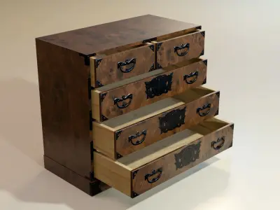 Japanese folk art chest of drawer 3D model