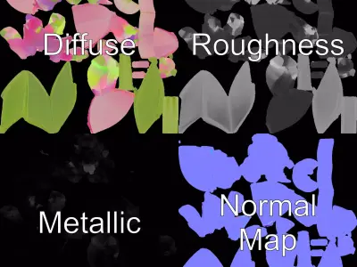 Pink Tulip model pack Low-poly 3D model