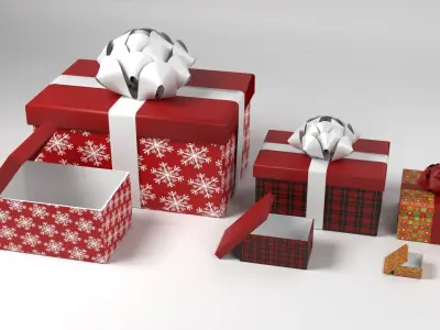 3 gift boxes  Low-poly 3D model