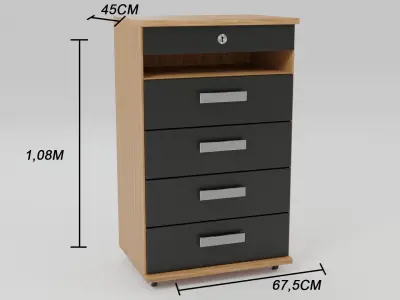 Chest of drawers  Five Drawers Free low-poly 3D model