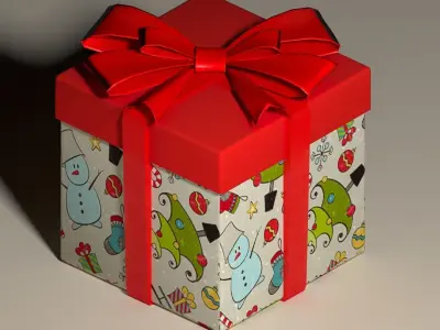Gift boxes with a bow Low-poly 3D model