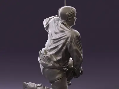 Hockey player in blu jersey 0894 3D Print Ready 3D print model