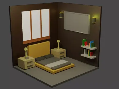 Bedroom Made by Blender Free 3D model
