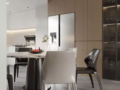 Modern living room dining room interior scenes 311 3D model