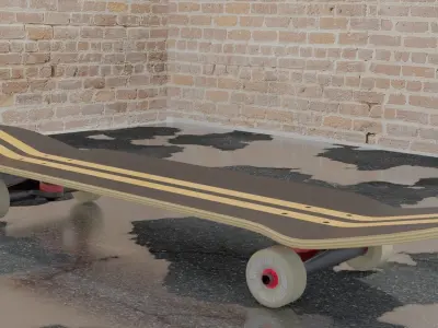 Skateboard in brick floor 3D model